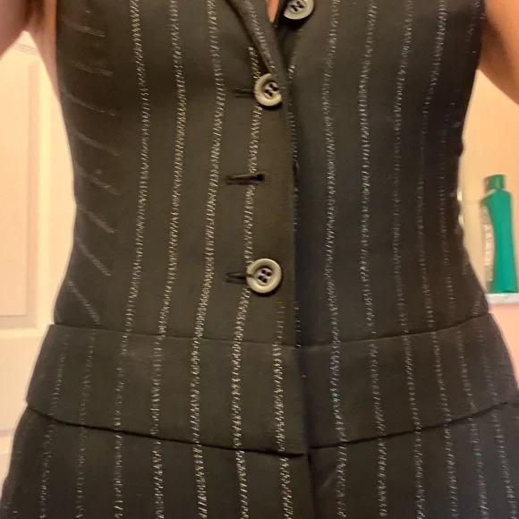 Pinstripe halter jumpsuit by Bebe preloved size 0. There is no stretch. - Picture 3 of 8